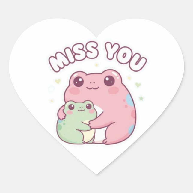 Miss You Frog Sticker Cute Hugging Frogs Romantic  (Front)