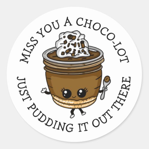 Miss You Fun Food Pun Saying Classic Round Sticker