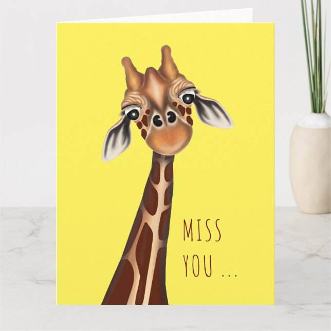 Miss you. Giraffe Greeting Card (Front)