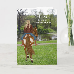 Miss you   girl on horse country summer dam card