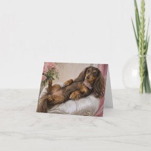 Miss You Long Hair Dachshund Card