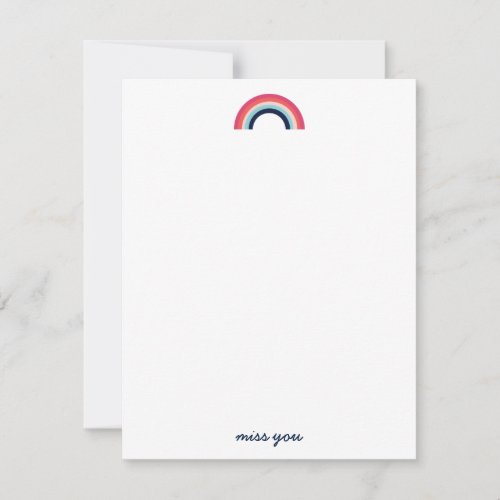 Miss You Modern Rainbow in Blue Note Card