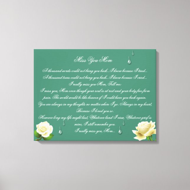 Miss You Mom 24x16 Canvas Print (Front)