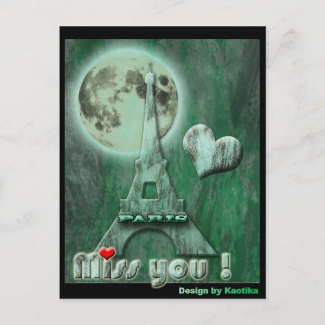 Miss you Paris Postcard (Front)