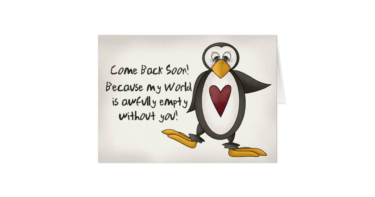 Miss You Penguin Card | Zazzle