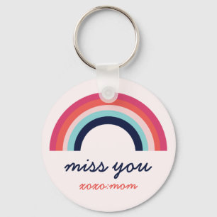 Miss You Rainbow in Blue and Pink Personalized Keychain