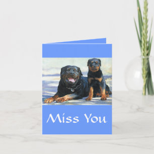 Miss You Rottweiler Mom & Puppy Dog Greeting Card