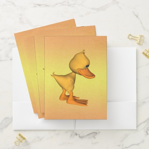 Miss you Sad little Yellow cartoon Duck Pocket Folder