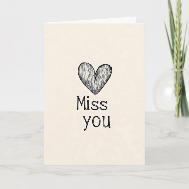 Miss You Simple Heart Holiday Card (Front)