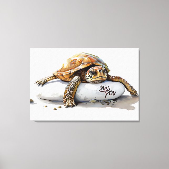 "Miss You" Turtle Canvas Print  (Front)