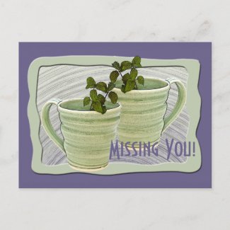 Miss You Two Green Mugs Mint Sprigs Photo Custom