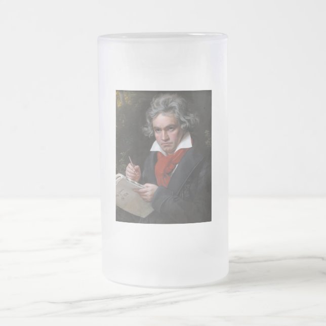 Missa Solemnis: Ludwig Beethoven Classical Music Frosted Glass Beer Mug (Center)