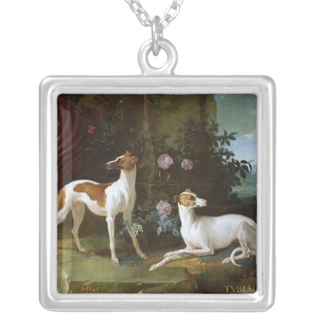 Misse and Turlu, two greyhounds of Louis XV Silver Plated Necklace (Front)