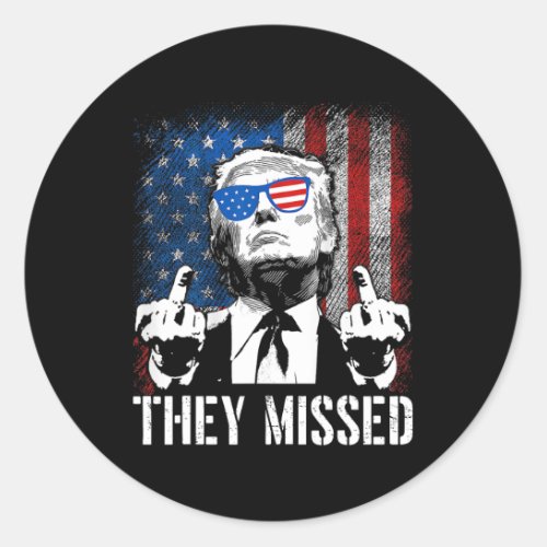 Missed Donald Trump Shot Trump 2024 Us American Fl Classic Round Sticker