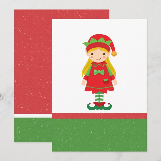 Misses Elf and Candy Canes  Invitation (Front/Back)