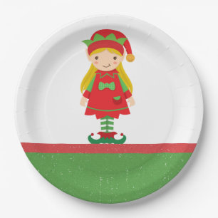 Misses Elf and Candy Canes Paper Plates