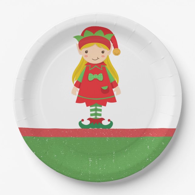 Misses Elf and Candy Canes  Paper Plates (Front)