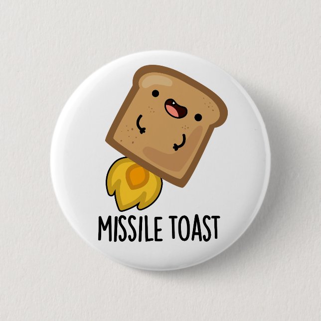 Missile Toast Funny Mistletoe Puns Button (Front)