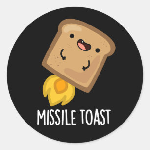 Missile Toast Funny Mistletoe Puns Dark BG Classic Round Sticker