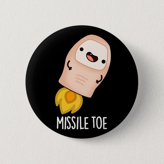 Missile Toe Funny Mistletoe Pun Dark BG Button (Front)