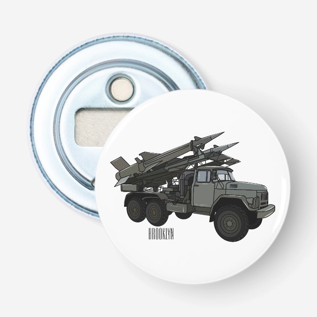 Missile vehicle cartoon illustration bottle opener (Front)