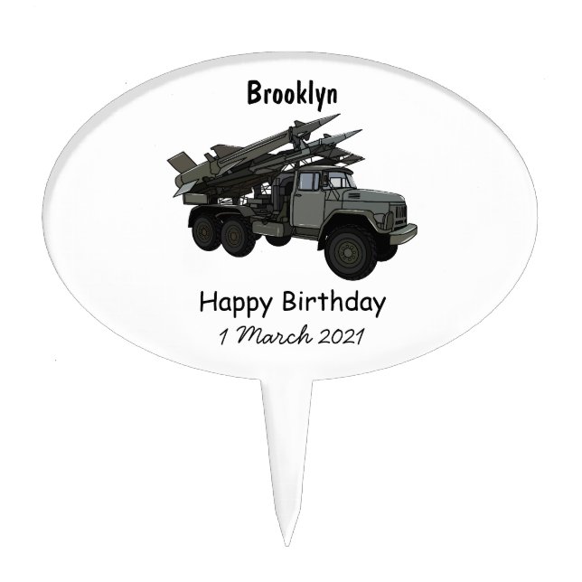 Missile vehicle cartoon illustration cake topper (Front)