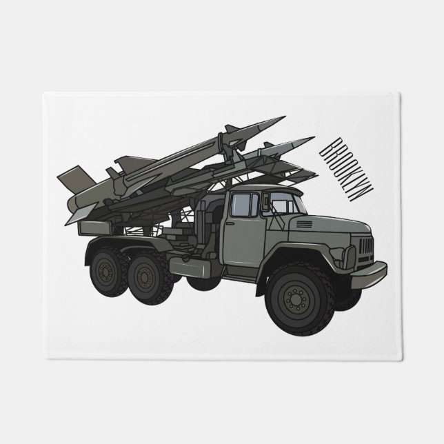 Missile vehicle cartoon illustration doormat (Front)