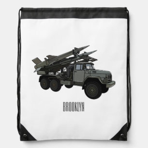 Missile vehicle cartoon illustration drawstring bag