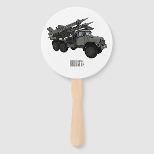 Missile vehicle cartoon illustration hand fan