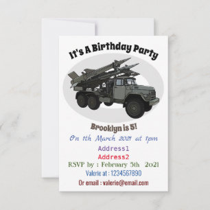 Missile vehicle cartoon illustration invitation