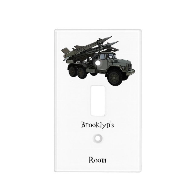Missile vehicle cartoon illustration light switch cover (Front)