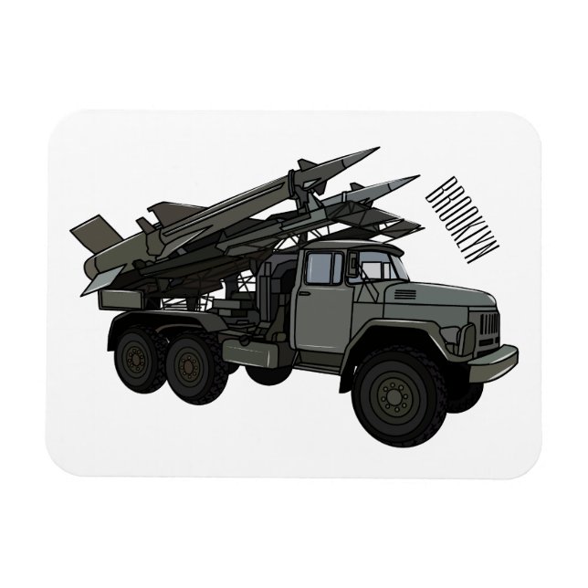Missile vehicle cartoon illustration magnet (Horizontal)