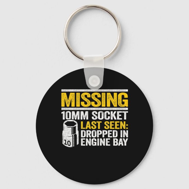 Missing 10mm Socket Funny Mechanic Keychain (Front)
