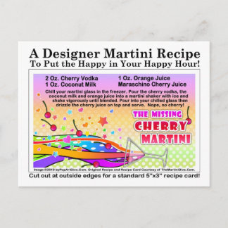 Missing Cherry Martini Recipe Postcard