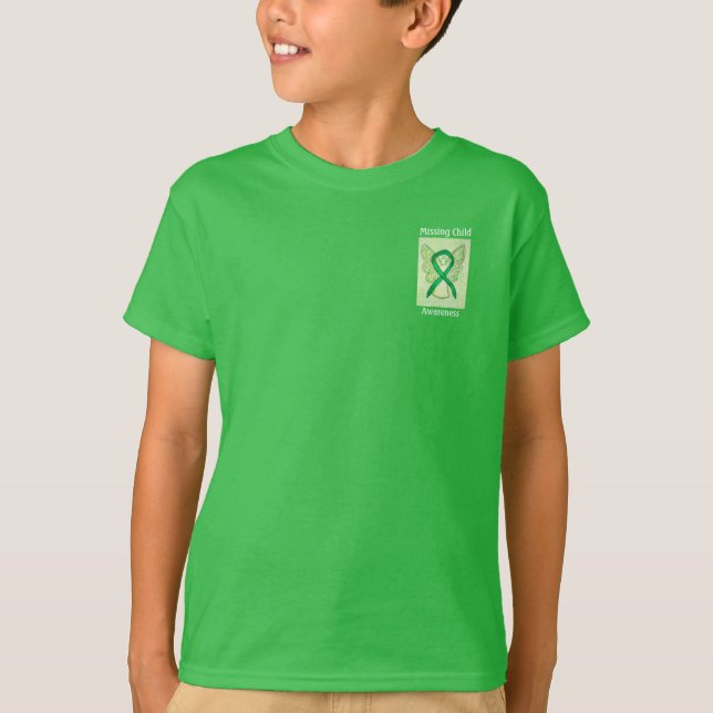Missing Child Awareness Green Ribbon Angel Tee (Front)