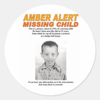 MISSING CHILD CLASSIC ROUND STICKER