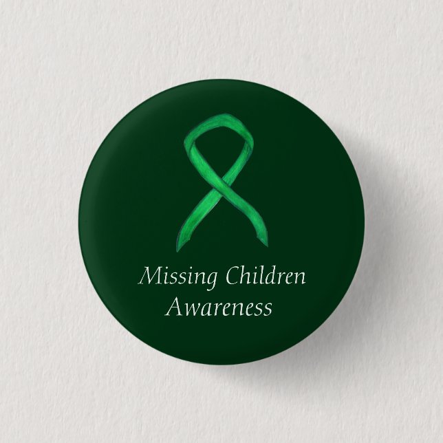 Missing Children Green Awareness Ribbon Pins (Front)