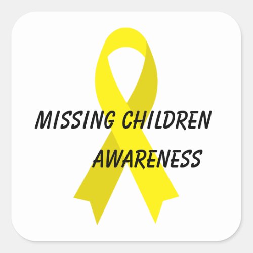 Missing Children Yellow Awareness Ribbon by Janz Square Sticker