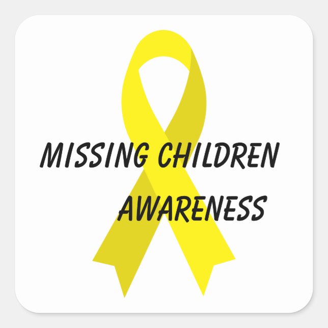 Missing Children Yellow Awareness Ribbon by Janz Square Sticker (Front)