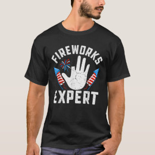 Missing Finger Fireworks Expert Funny 4th Of July  T-Shirt