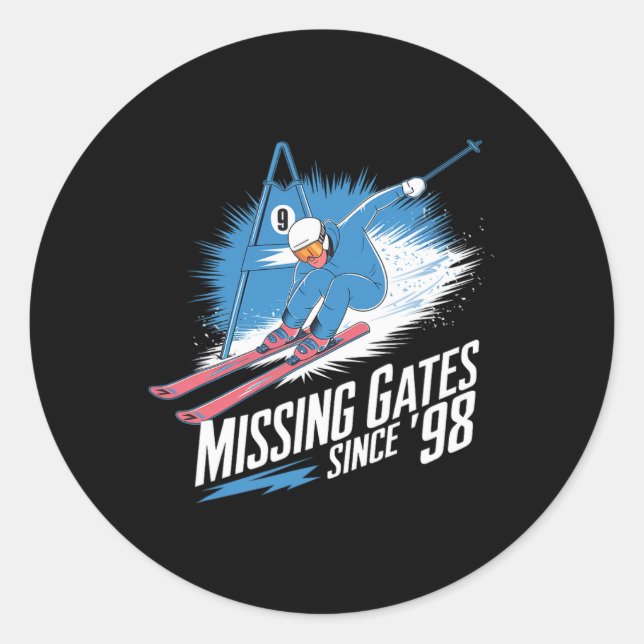 Missing Gates Since 98 Alpine Skiing  Classic Round Sticker (Front)