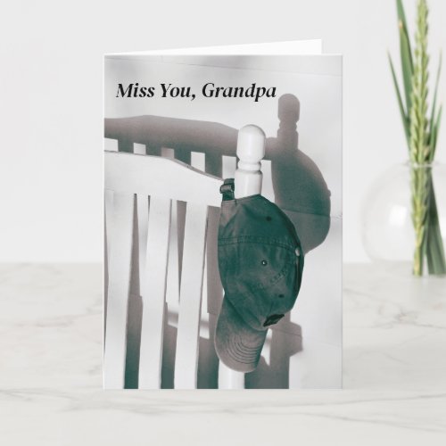 Missing Grandpa Cap and Rocking Chair Shadow Card