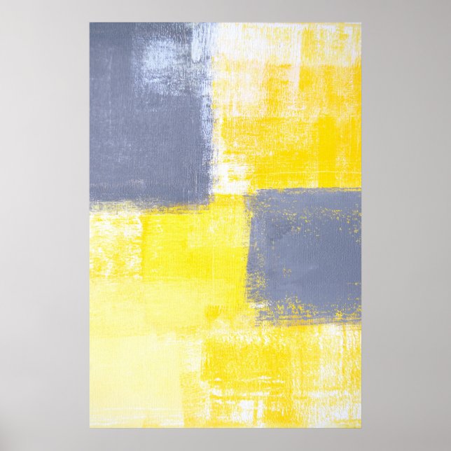 'Missing' Gray and Yellow Abstract Art Poster (Front)