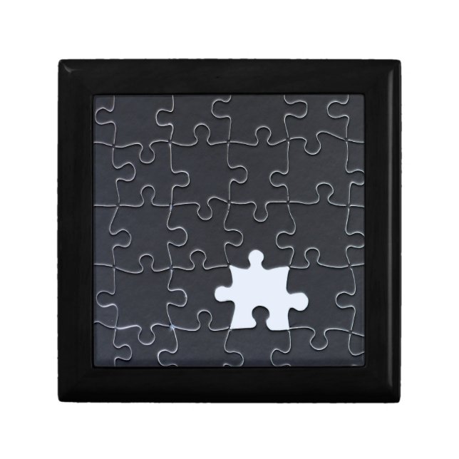 Missing Jigsaw Puzzle Piece black Gift Box (Front)