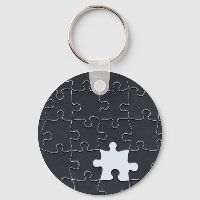 Missing Jigsaw Puzzle Piece black Keychain (Front)