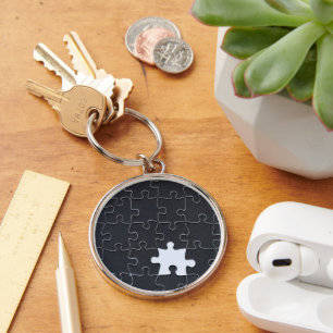 Missing Jigsaw Puzzle Piece black Keychain