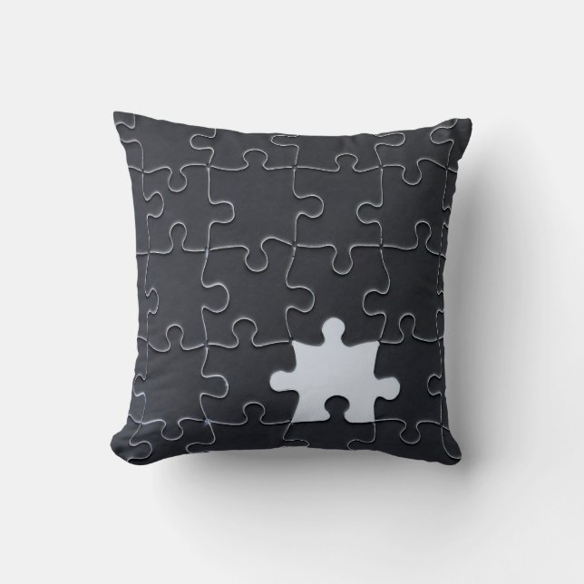 Missing Jigsaw Puzzle Piece black Throw Pillow (Front)