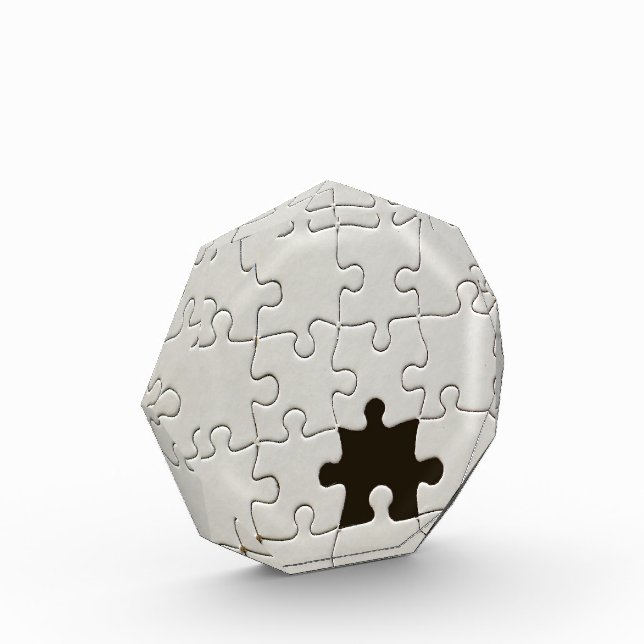 Missing Jigsaw Puzzle Piece White Acrylic Award (Left)