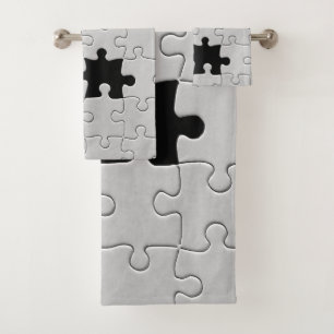 Missing Jigsaw Puzzle Piece White Bath Towel Set
