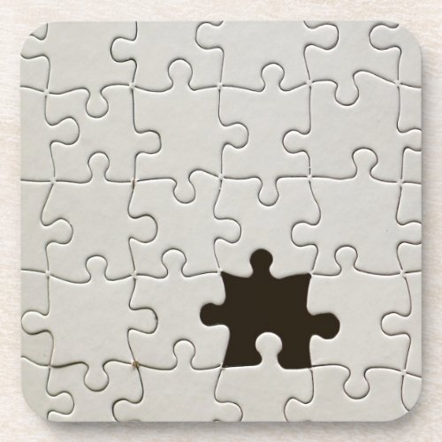 Missing Jigsaw Puzzle Piece White Beverage Coaster